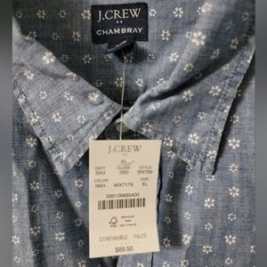 J. Crew Blue and White Floral Button Down Top. Size XL